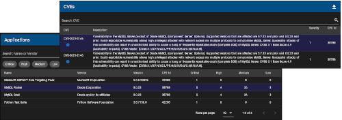 RoboShadow CVE list with severity and CPE detail